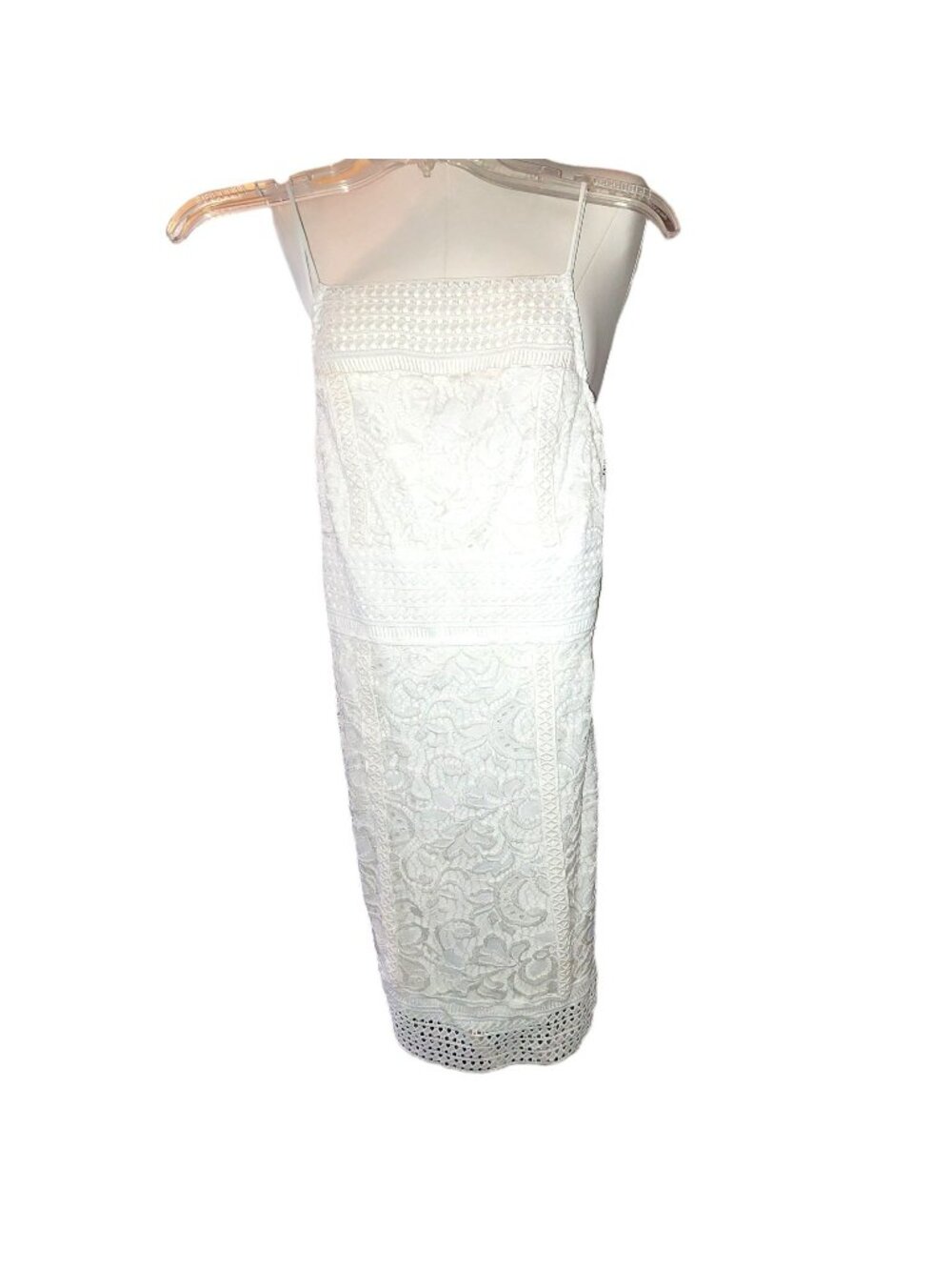 Cream White Mini Dress Wedding Lace Style Square Neckline Size 4 JJ3478